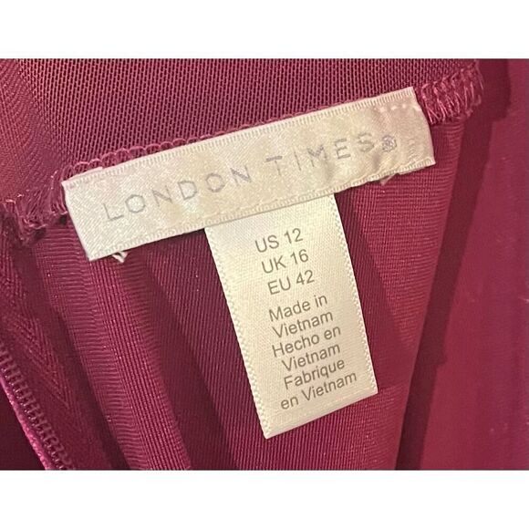 London Times Women's Illusion Flutter SLV Ruched Midi - Picture 7 of 9